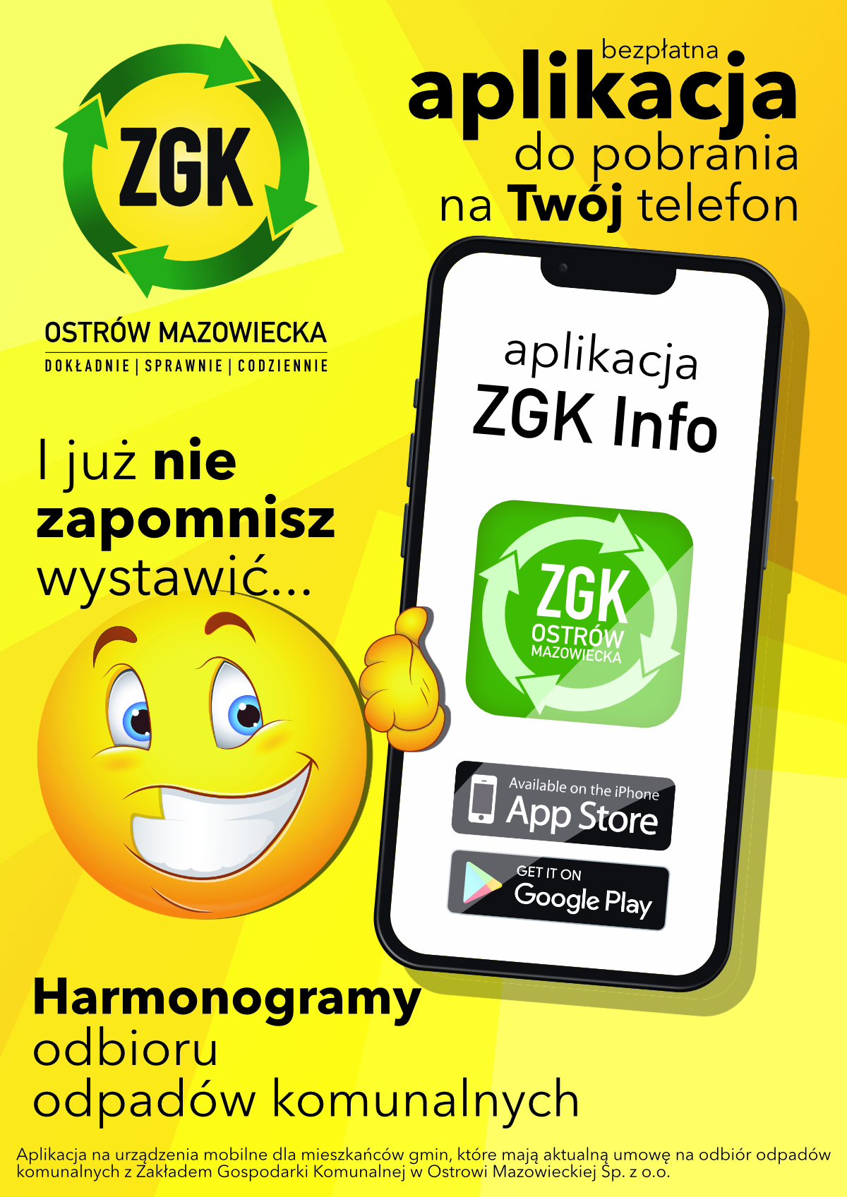 Baner informacyjny mobilnej aplikacji ZGK Ostrów Mazowiecka