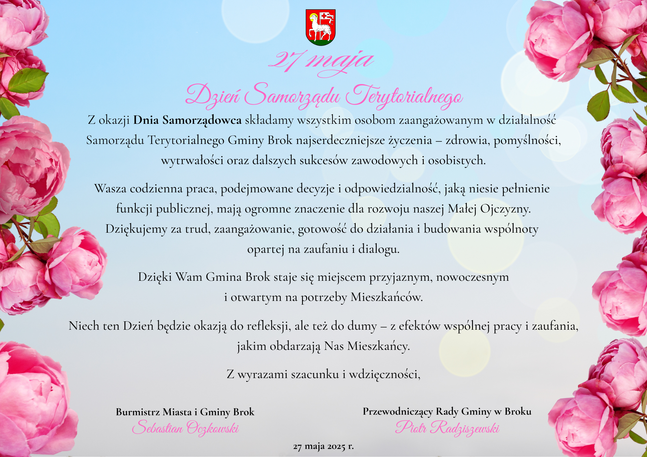 Życzenia z okazji Dnia Samorządu Terytorialnego